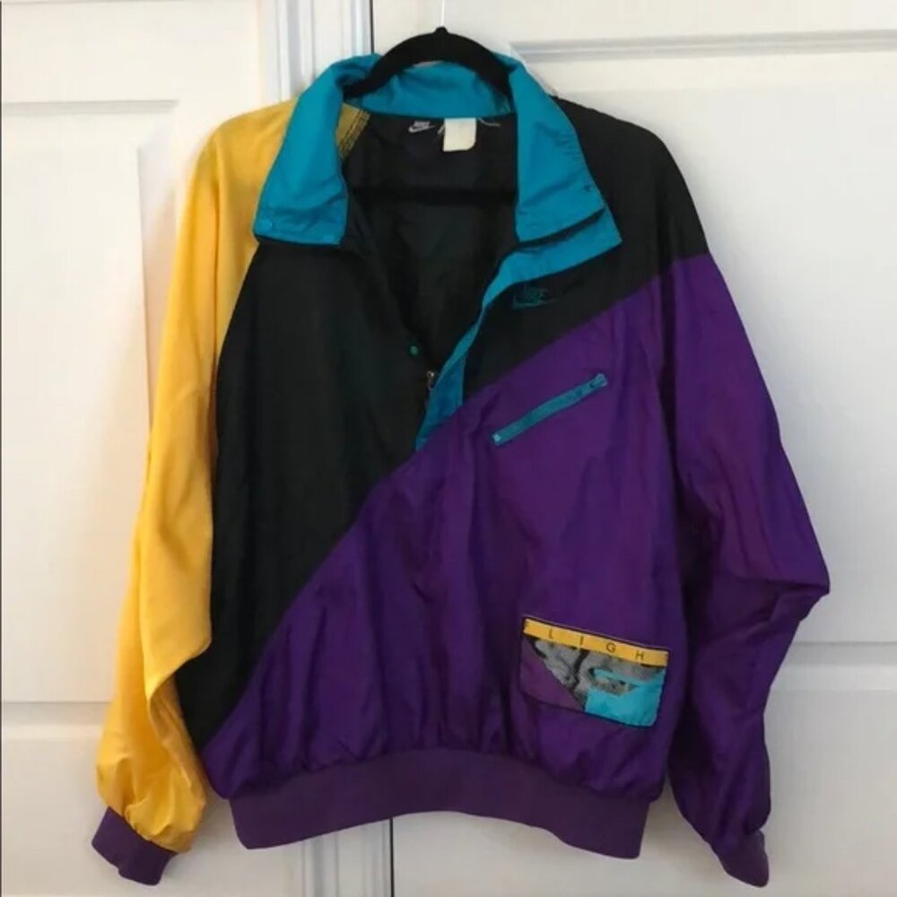 Vintage Nike Flight 90's retro royal color block nylon track jacket windbreaker - Picture 6 of 15